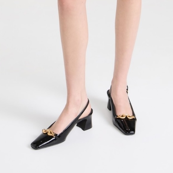 Tory Burch JESSA SLINGBACK HEEL in Perfect Black Patent Leather 8 NWT $378 - Picture 6 of 16
